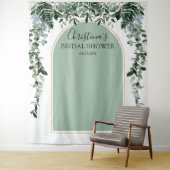 Sage Green Arch Botanic Brautparty Stand Wandteppich (Beispiel)