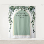 Sage Green Arch Botanic Brautparty Stand Wandteppich (Vorderseite)