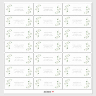 Sage Green Arch Botanical Wedding Guest Address Aufkleber