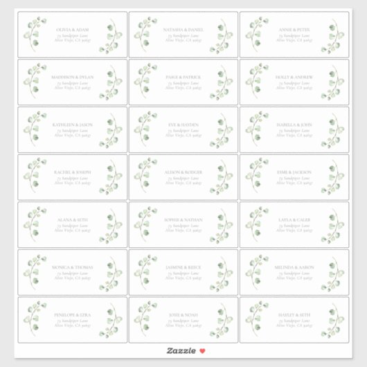 Sage Green Arch Botanical Wedding Guest Address Aufkleber (Blatt)