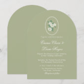 Sage Green Arch Chinoiserie Wedding Invitation Einladung (Vorne/Hinten)