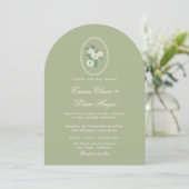Sage Green Arch Chinoiserie Wedding Invitation Einladung (Stehend Vorderseite)