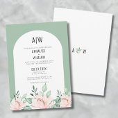 Sage Green Arch Floral Wedding Einladung