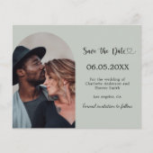 Sage green arch photo budget wedding Save the Date Flyer (Vorne)