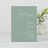 Sage Green Arch QR Code Wedding Foto Einladung (Stehend Vorderseite)