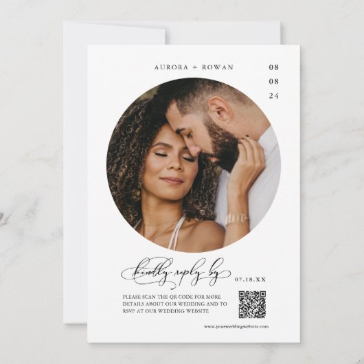 Sage Green Arch QR Code Wedding Foto Einladung (Rückseite)