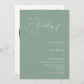 Sage Green Arch QR Code Wedding Foto Einladung (Vorne/Hinten)