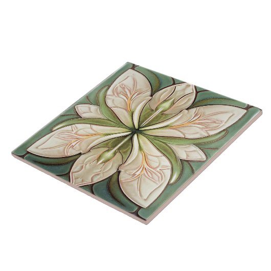 Sage Green Art Deco Florale Wand Deco Art Deco Fliese (Seite)