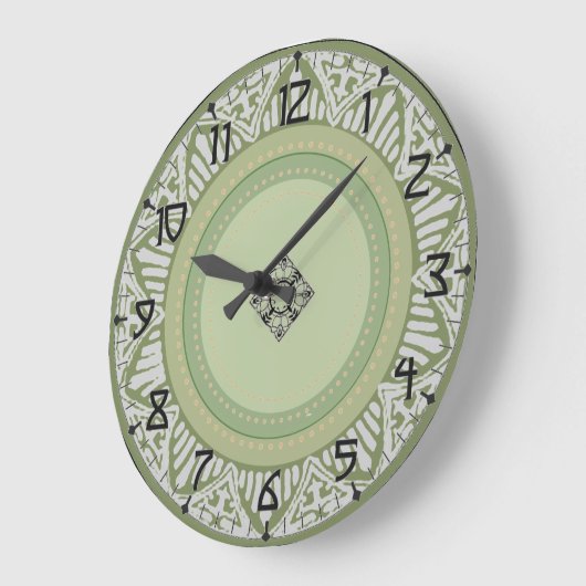 Sage Green Art Deco Große Wanduhr (Winkel)