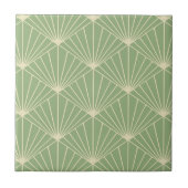 Sage Green Art Deco Lüftermuster Fliese (Vorderseite)