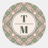 Sage Green Art Deco Monogram Wedding Sticker (Vorderseite)