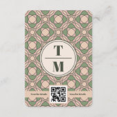 Sage Green Art Deco Wedding Details QR Code Card Begleitkarte (Rückseite)