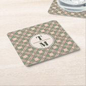 Sage Green Art Deco Wedding Monogram Coaster Rechteckiger Pappuntersetzer (angewinkelt)