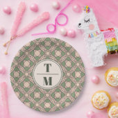 Sage Green Art Deco Wedding Paper Plates Pappteller (Party)