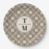 Sage Green Art Deco Wedding Paper Plates Pappteller (Vorderseite)