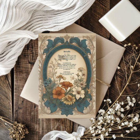 Sage Green Art Nouveau Alphonse Mucha Wedding Begleitkarte