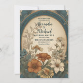 Sage Green Art Nouveau Alphonse Mucha Wedding Einladung (Vorderseite)