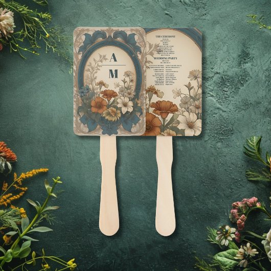 Sage Green Art Nouveau Alphonse Mucha Wedding Fächer