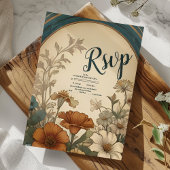 Sage Green Art Nouveau Alphonse Mucha Wedding RSVP Karte