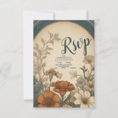 Sage Green Art Nouveau Alphonse Mucha Wedding RSVP Karte (Vorderseite)