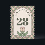 Sage Green Art Nouveau Wedding Table Number Card Einladung<br><div class="desc">Complete your reception table settings with these elegant Art Nouveau table numbers. Featuring a classic sage green and dusty rose floral arch, these double-sided cards ensure your guests can find their seats with ease. The timeless botanical rose and vintage-inspired border create a sophisticated look that complements any garden or boho-chic...</div>
