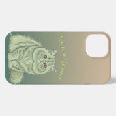 Sage Green Artistic Fluffy Persian Cat Quote iPhone Hülle (Rückseite (Horizontal))