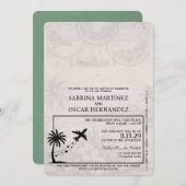 Sage Green Aruba Pass für Hochzeit Einladung (Vorne/Hinten)