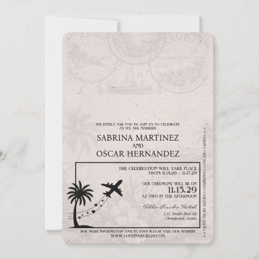 Sage Green Aruba Pass für Hochzeit Einladung (Vorderseite)