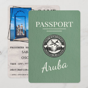 Sage Green Aruba Reisepass Save The Date