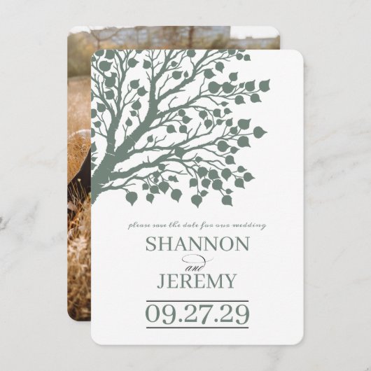 Sage Green Aspen Tree Hochzeit Save The Date (Vorne/Hinten)