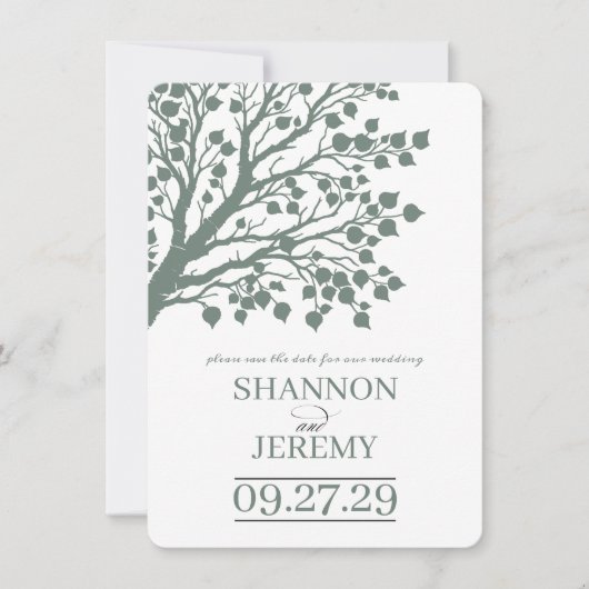 Sage Green Aspen Tree Hochzeit Save The Date (Vorderseite)