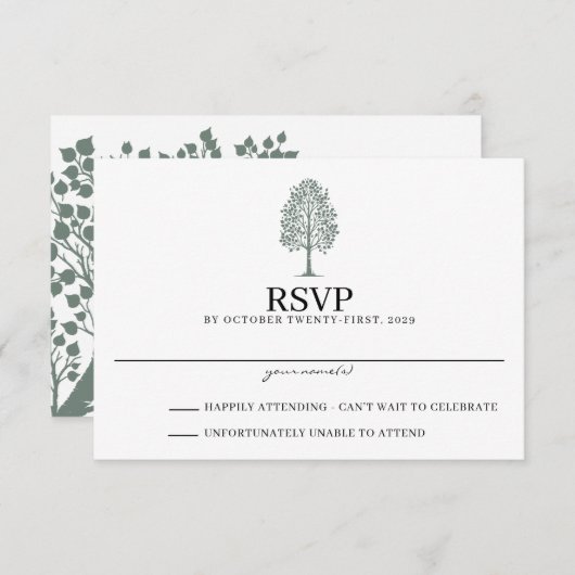 Sage Green Aspen Wedding RSVP Karte (Vorne/Hinten)