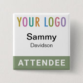 Sage Green Attendededee Abzeichen Event Guest Logo Button (Vorderseite)