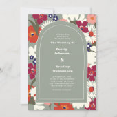 Sage Green Autumn Bold Boho Retro Wedding Einladung (Vorderseite)