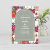 Sage Green Autumn Bold Boho Retro Wedding Einladung (Stehend Vorderseite)