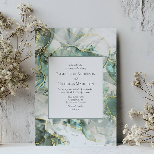 Sage Green Aventurine Crystal Wedding Einladung