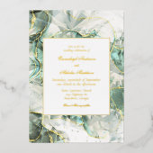 Sage Green Aventurine Crystal Wedding Folieneinladung (Vorderseite)