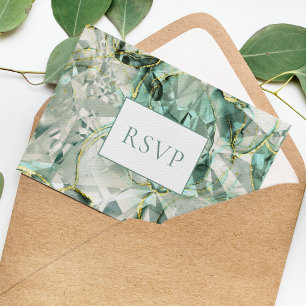 Sage Green Aventurine Gemstone Wedding RSVP Einladungspostkarte