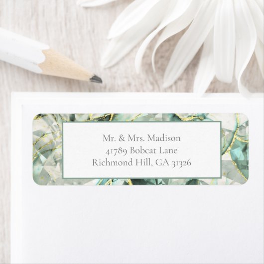 Sage Green Aventurine Rücksendeadressen-Aufkleber (Insitu)