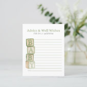 Sage Green Baby Blocks Advice & Well Wishes Card (Stehend Vorderseite)