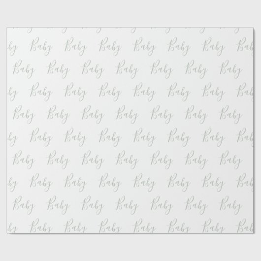 Sage Green Baby Boy Script Elegant Baby Wrapping P Geschenkpapier (Flach)