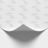 Sage Green Baby Boy Script Elegant Baby Wrapping P Geschenkpapier (Ecke)