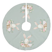 Sage Green Baby Bunny Rabbit Elegant Niedlich Leinenimitat Weihnachtsbaumdecke (Vorderseite)