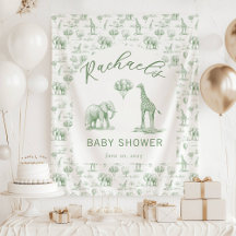 Sage Green Baby Dusche Banner Safari Toile