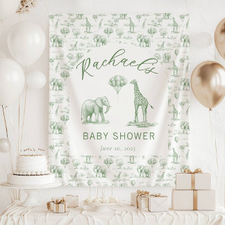 Sage Green Baby Dusche Banner Safari Toile Wandteppich