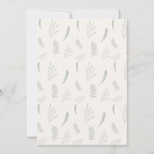 Sage Green Baby Dusche Boho Boy Kleidung Einladung (Rückseite)