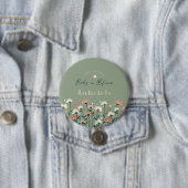 Sage Green Baby in Bloom Shower Auntie To Be Button (Beispiel)