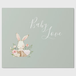 Sage Green Baby Liebe Script Baby Dusche Geschenkpapier