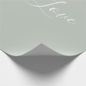 Sage Green Baby Liebe Script Baby Dusche Geschenkpapier (Ecke)