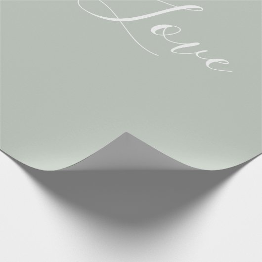 Sage Green Baby Liebe Script Baby Dusche Geschenkpapier (Ecke)